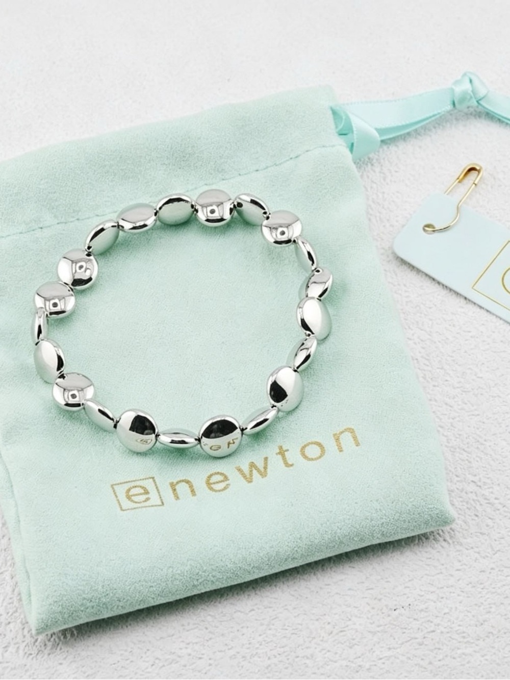 Enewton Polished Silver Bead Stretch Bracelet
